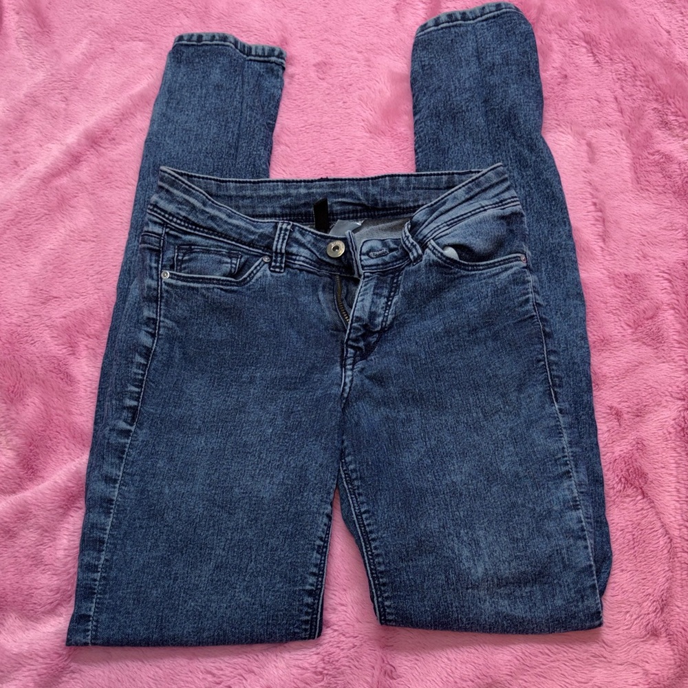 Divided Dark Blue Marled Skinny Jeans